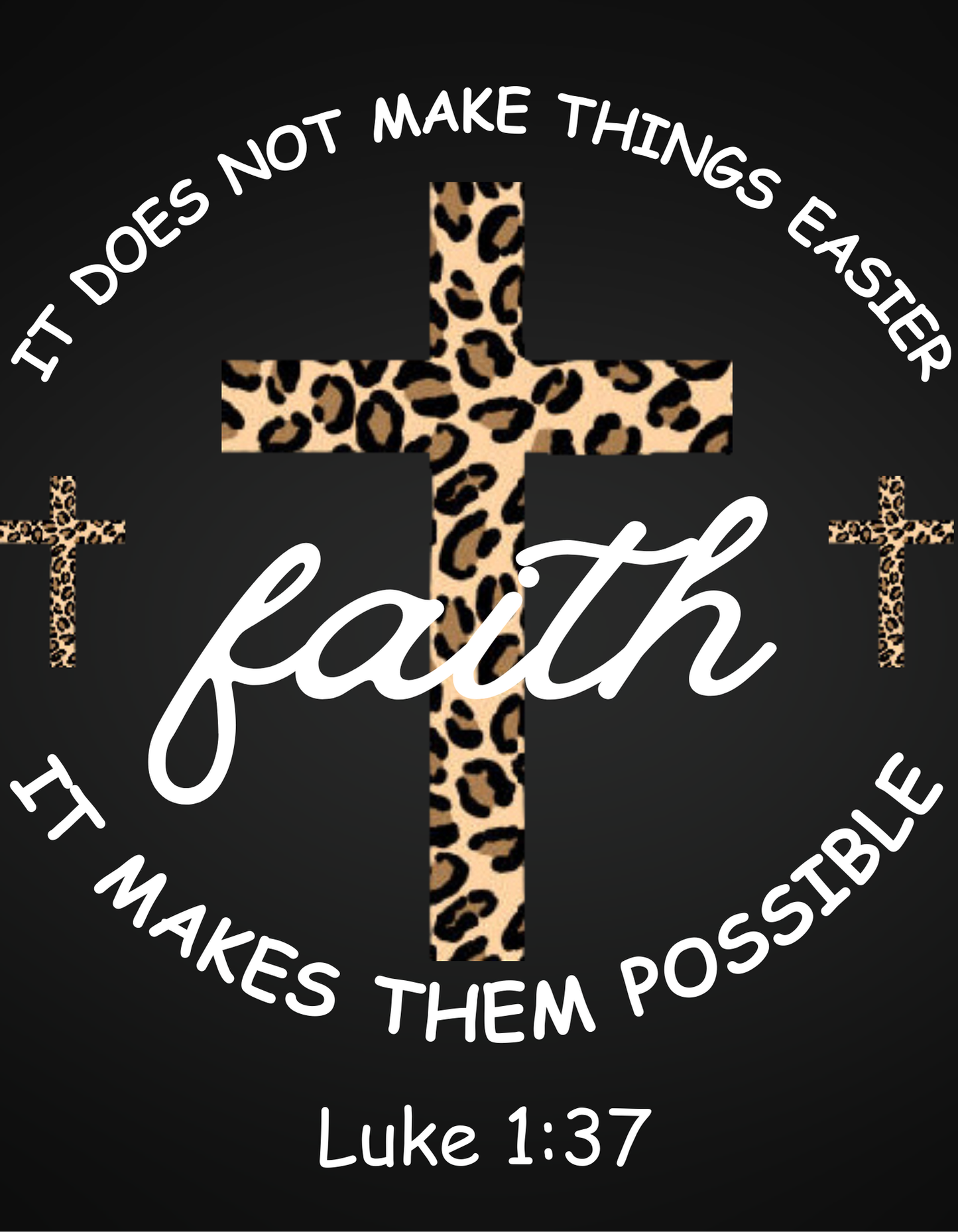 Faith Animal Print Cross Luke 1:37 PNG Design, Trending T-Shirt Design, Christian, Digital Download