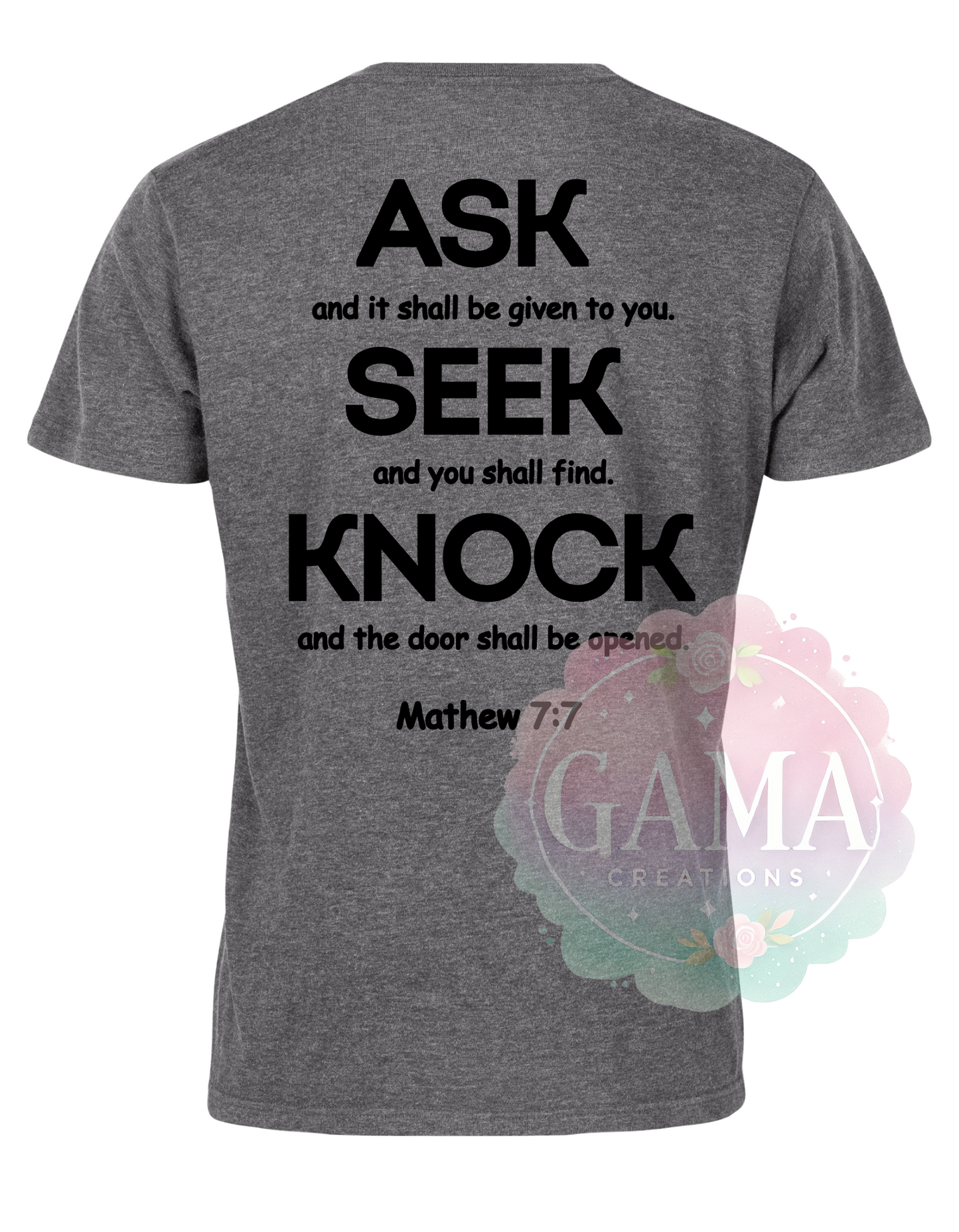 Pray, Seek, Knock Mathew 7:7 PNG 3 Design Styles, Trending T-Shirt Design, Digital Download