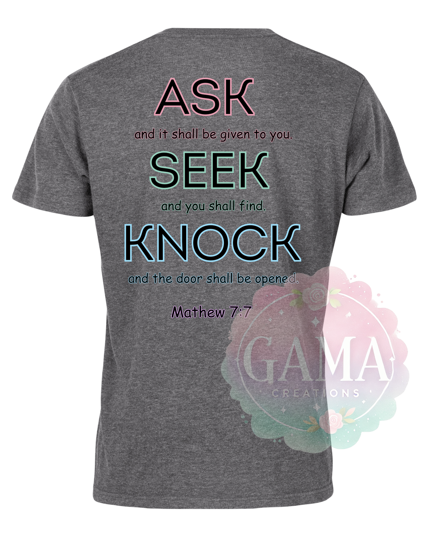 Pray, Seek, Knock Mathew 7:7 PNG 3 Design Styles, Trending T-Shirt Design, Digital Download