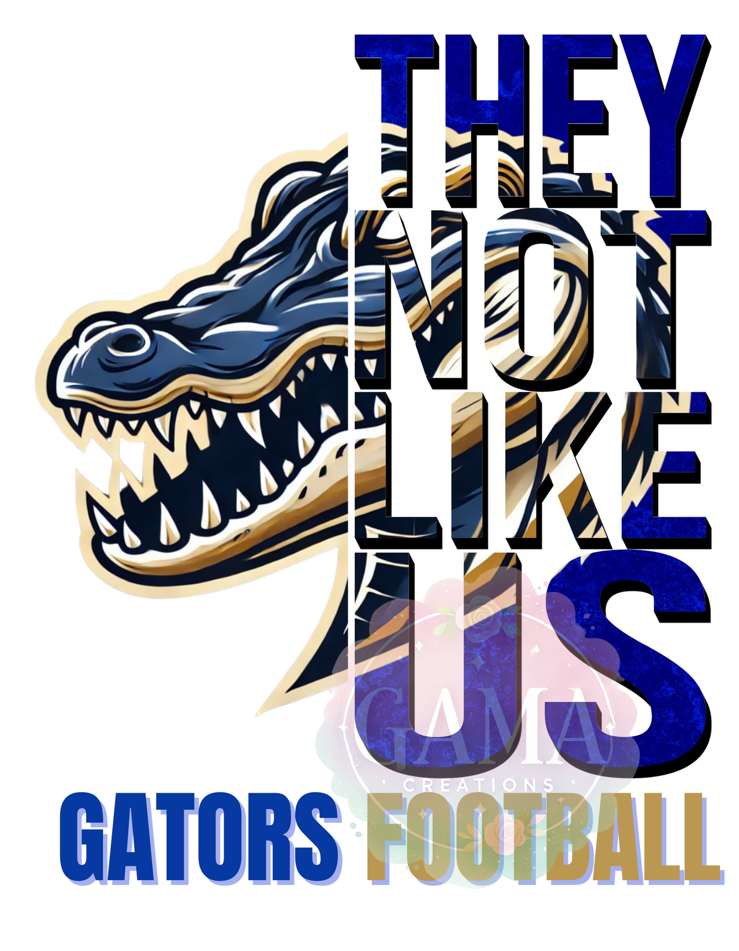 Gators They Not Like Us Blue and Gold PNG, Trending T-Shirt Design, Digital Download
