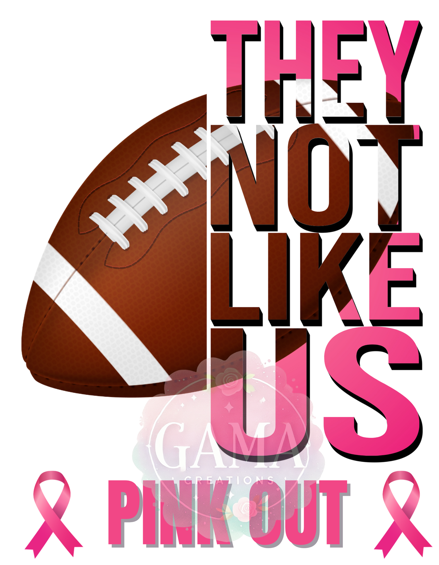 Pink Out Football They Not Like Us PNG, 3 FILES!, Trending T-Shirt Design, Digital Download