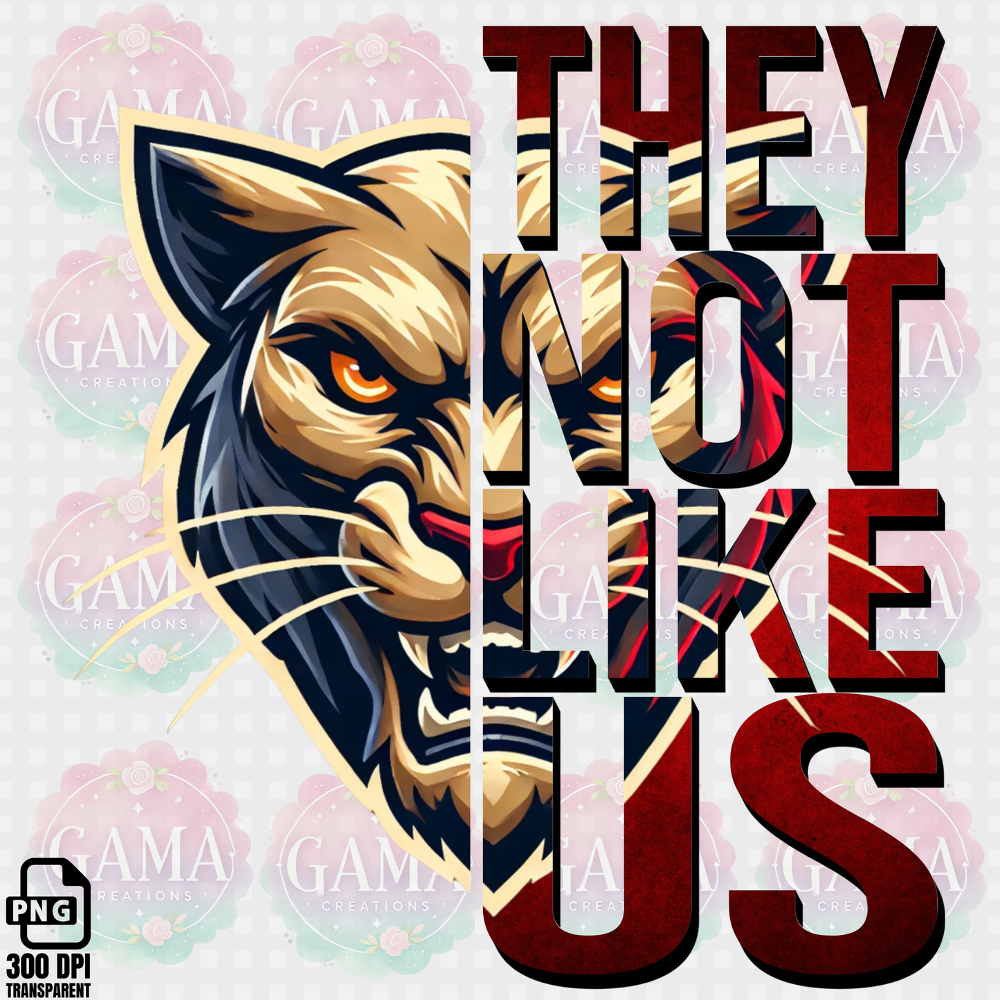 Panthers Red Navy Blue Not Like Us PNG 2 FILES, Trending T-Shirt Design, Digital Download