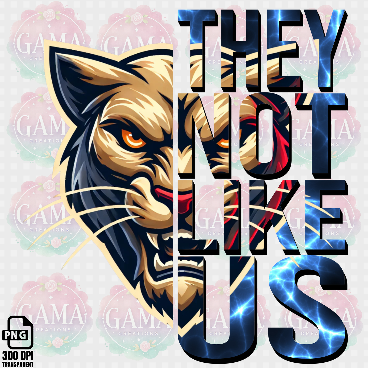 Panthers Red Navy Blue Not Like Us PNG 2 FILES, Trending T-Shirt Design, Digital Download