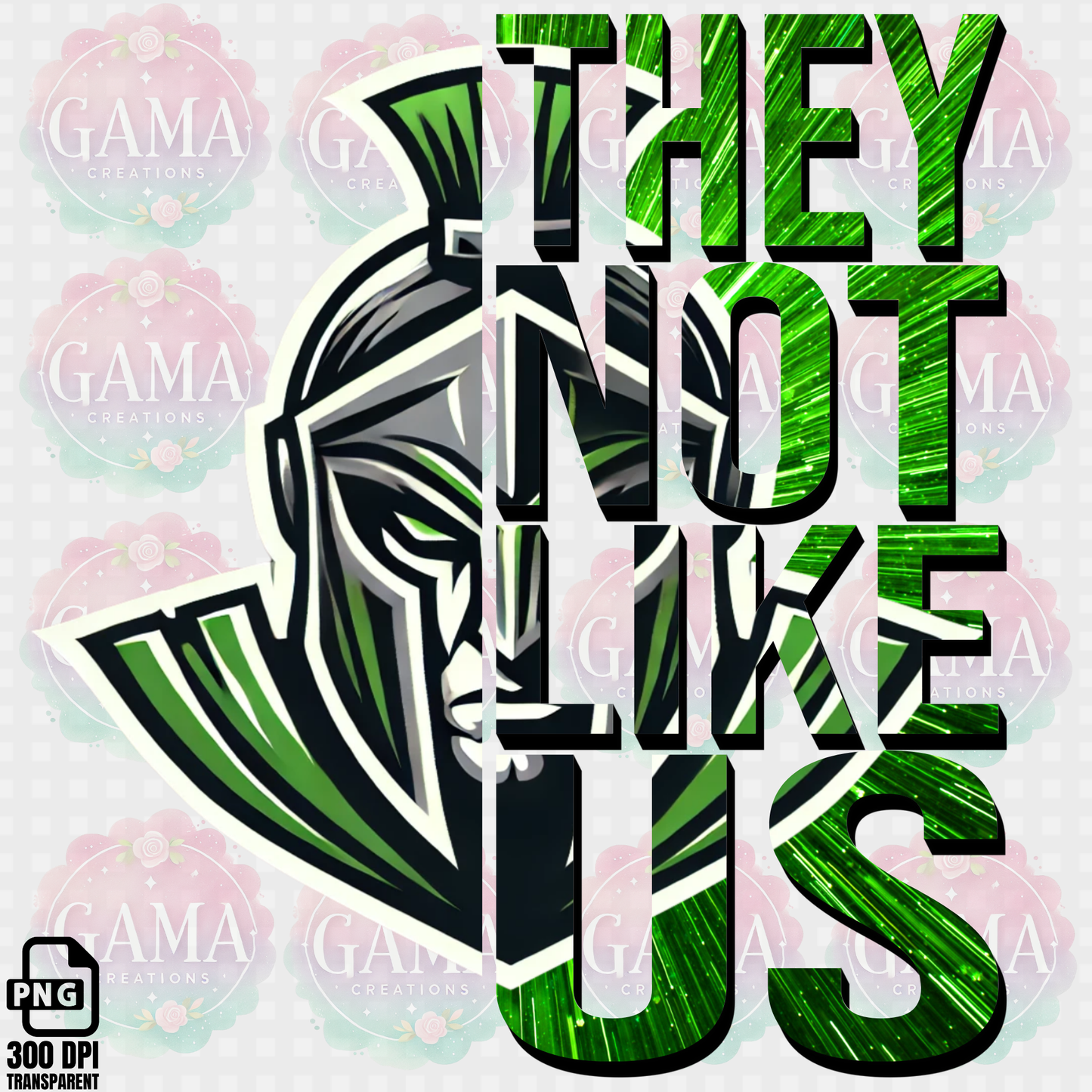 Spartans Green and White They Not Like Us PNG Design, Trending T-Shirt Designs