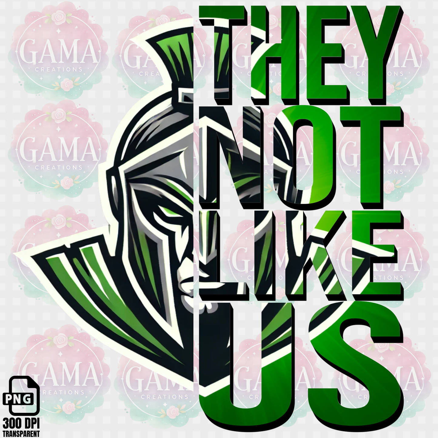 Spartans Green and White They Not Like Us PNG Design, Trending T-Shirt Designs