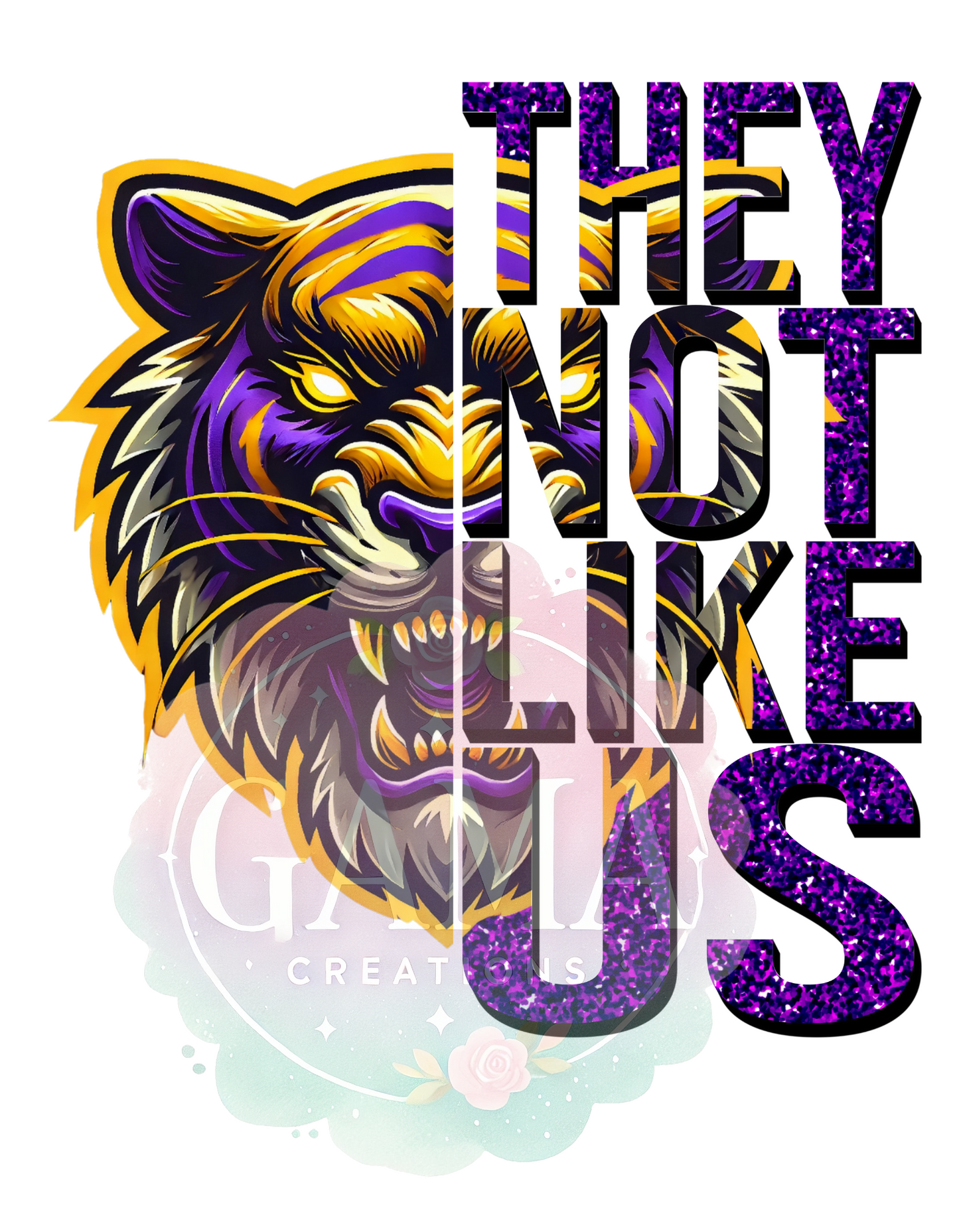 Purple & Gold Tiger They Not Like Us PNG 2 FILES, Trending T-Shirt Design, Digital Download