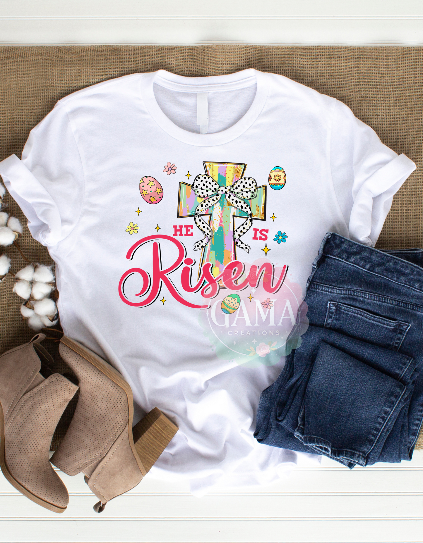 Easter He Is Risen with Cross PNG, 3 FILES!, Trending T-Shirt Design, Digital Download