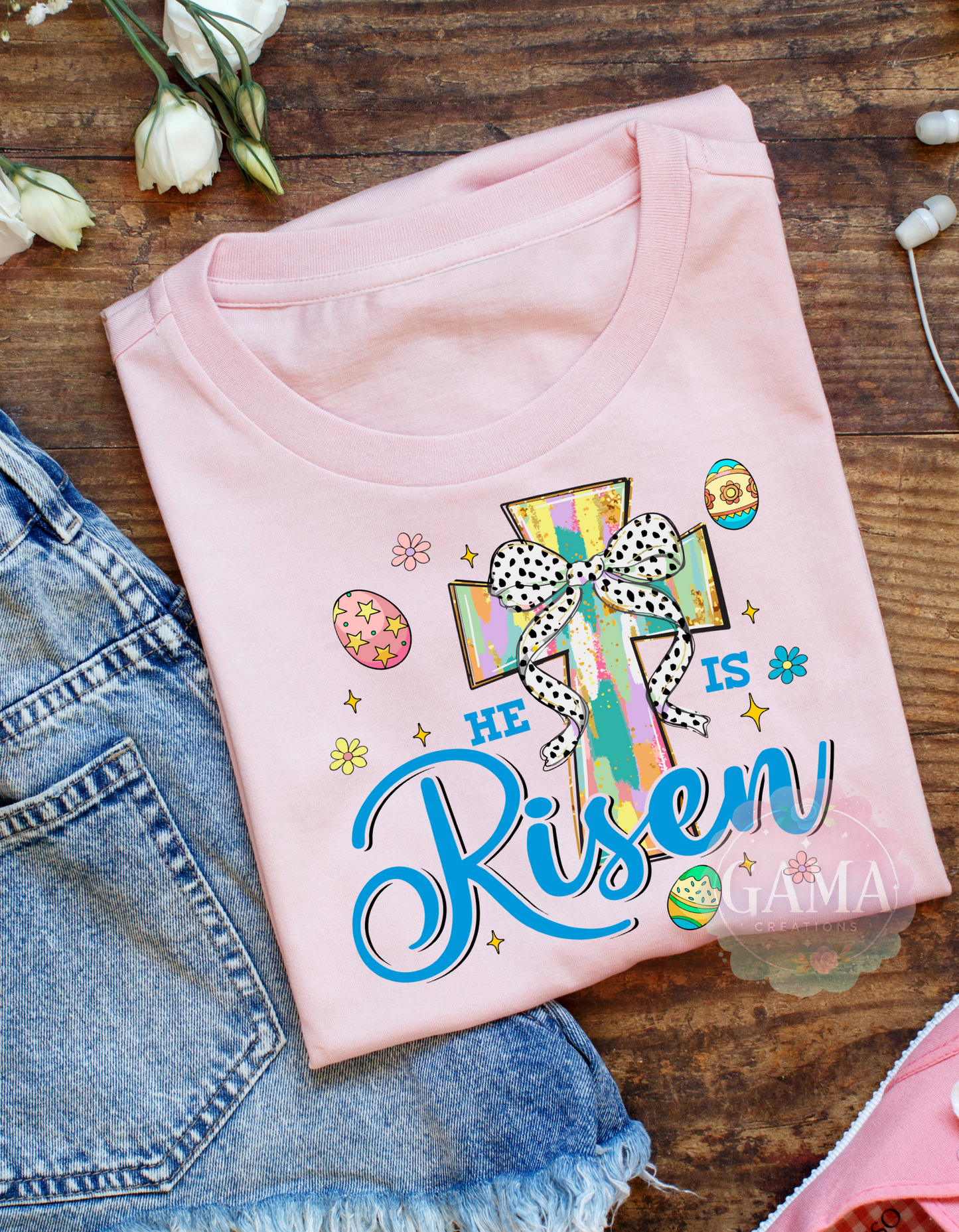 Easter He Is Risen with Cross PNG, 3 FILES!, Trending T-Shirt Design, Digital Download