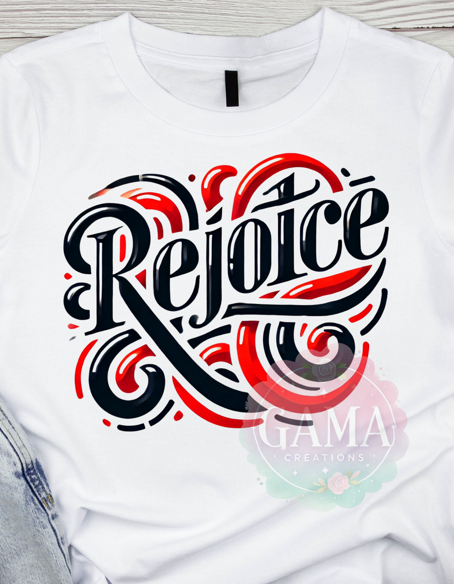 Rejoice Christian PNG, Black and Red, Trending T-Shirt Design, Digital Download