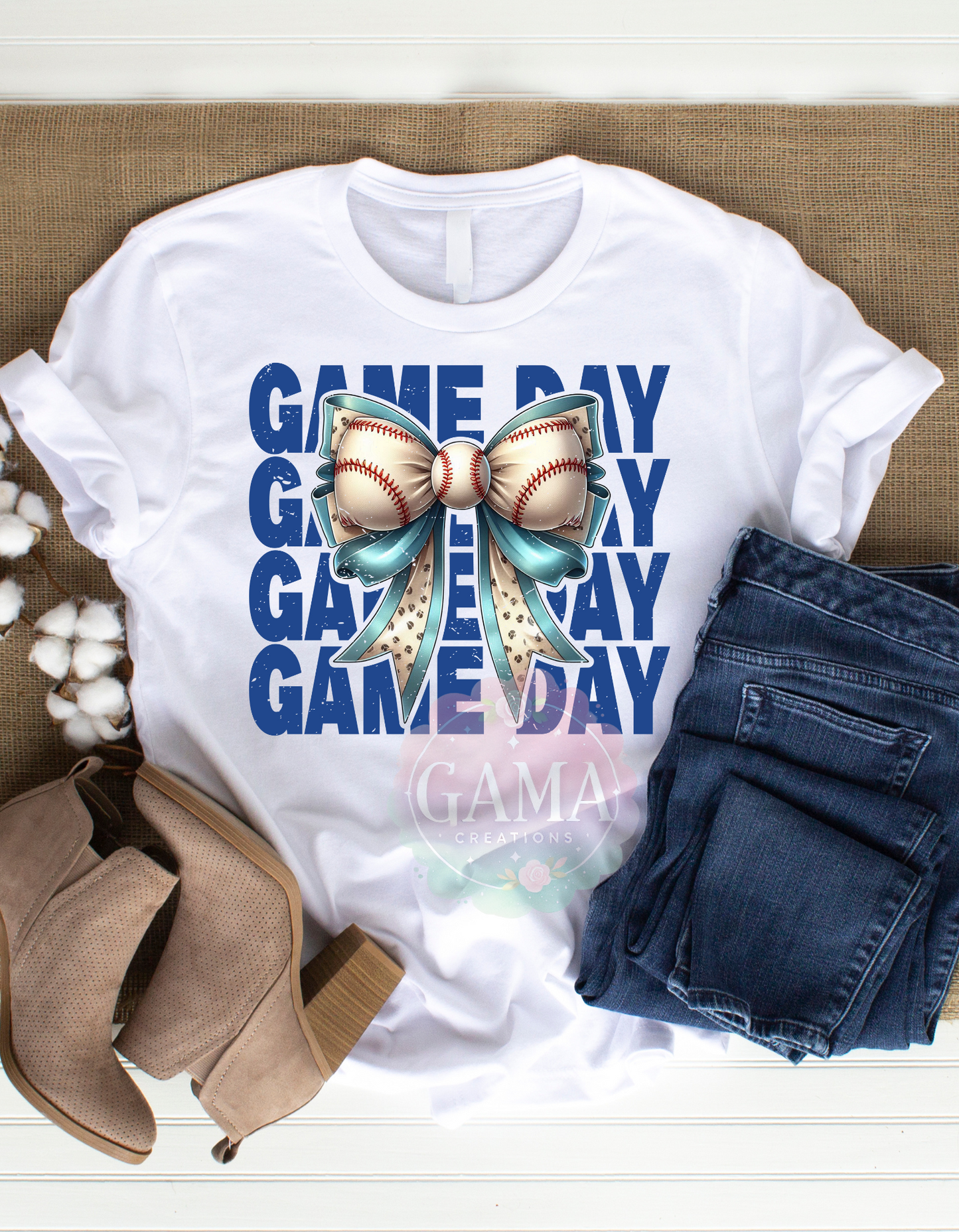 Baseball Game Day Bow PNG, Trending T-Shirt Design, Digital Download