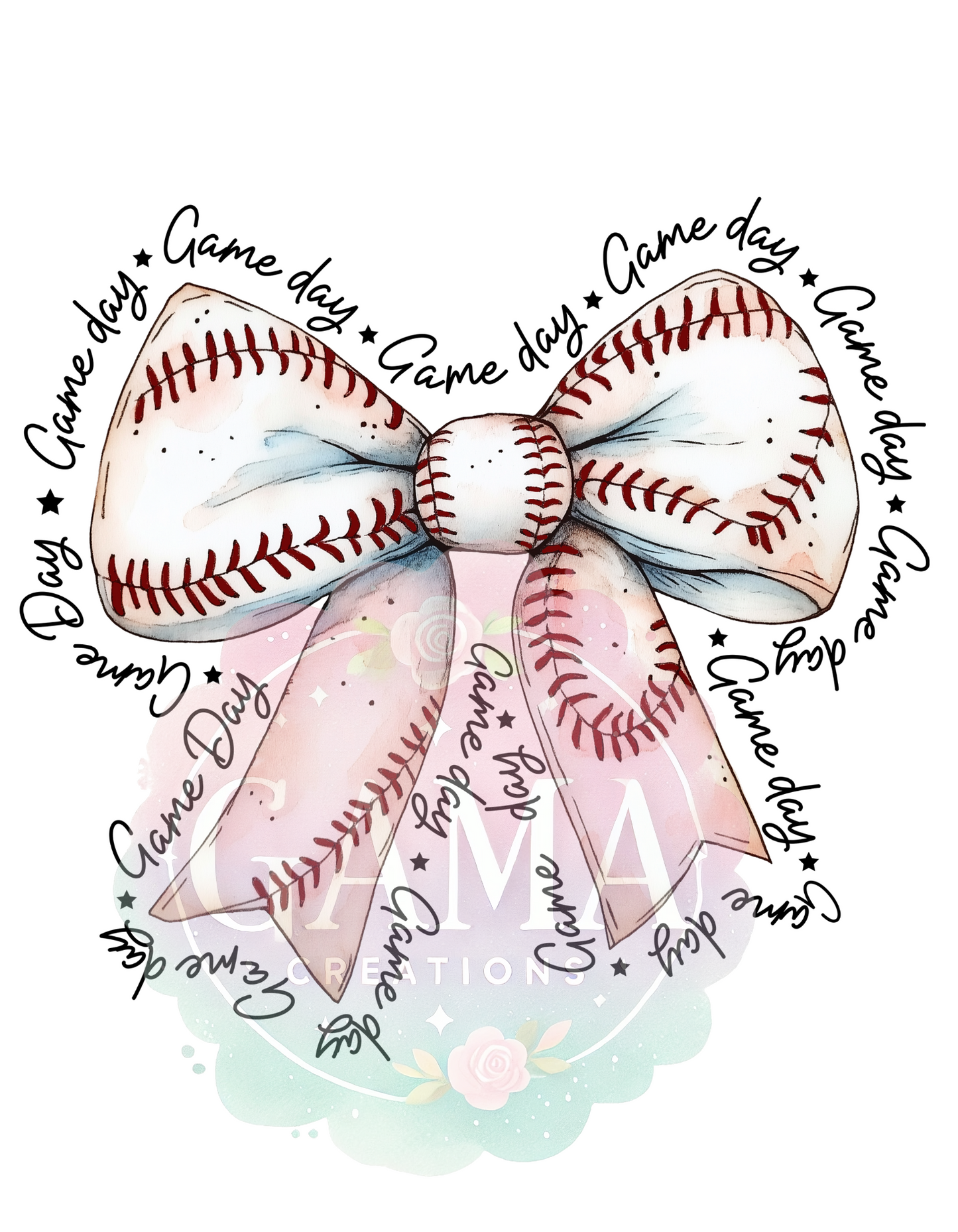 Baseball Bow Design PNG, Trending T-Shirt Design, Digital Download