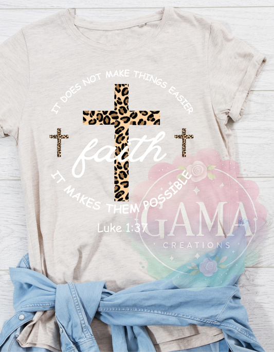 Faith Animal Print Cross Luke 1:37 PNG Design, Trending T-Shirt Design, Christian, Digital Download
