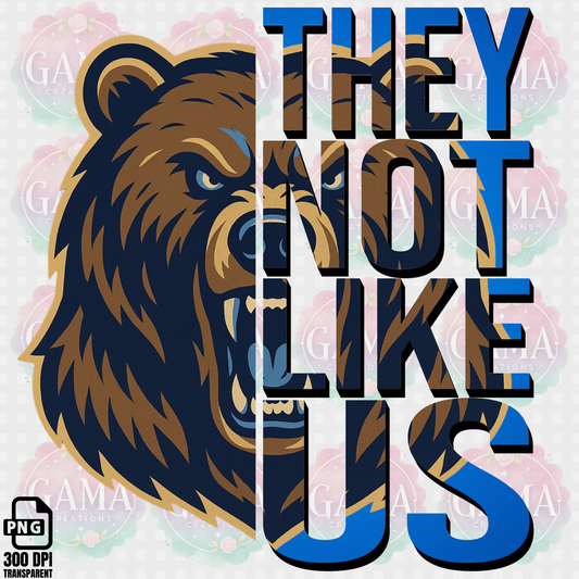Bears Blue and Gold They Not Like Us PNG Design, Trending T-Shirt Designs