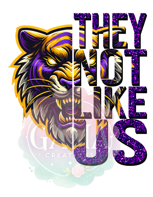 Purple & Gold Tiger They Not Like Us PNG 2 FILES, Trending T-Shirt Design, Digital Download