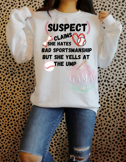 Suspect Claims Yet Yells at the Ump PNG, Trending T-Shirt Design, Digital Download