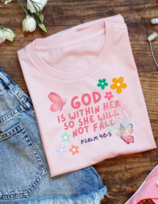 God Is Within Her So She Will Not Fall Design, Trending T-Shirt Design, Digital Download