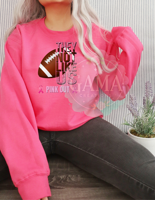 Pink Out Football They Not Like Us PNG, 3 FILES!, Trending T-Shirt Design, Digital Download