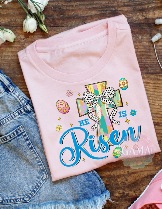 Easter He Is Risen with Cross PNG, 3 FILES!, Trending T-Shirt Design, Digital Download