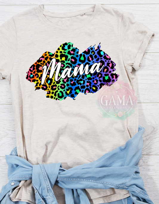 Mama Multicolored Cheetah Print PNG, 90's Style, Trending T-Shirt Design, Digital Download