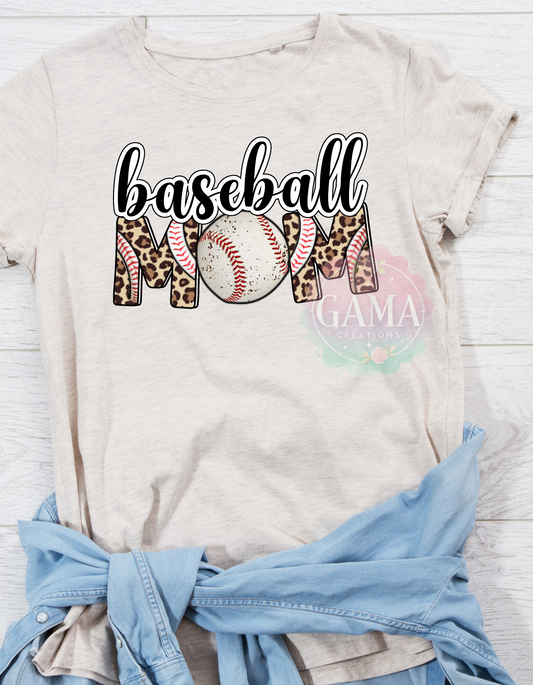 Baseball Mom Cheetah Print PNG, Trending T-Shirt Design, Digital Download